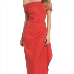 Vince Camuto Off the Shoulder Crepe Gown Sz 2 Red